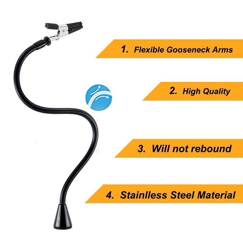 NOEVSBIG Magnetic Helping Hands Soldering Station with Large & Heavy Duty Base, 6 PCB Holders,5 Flexible Arms with Precision 360 Degree Alligator Clip Helping hands for Soldering Electronic Repair DIY - Image 5